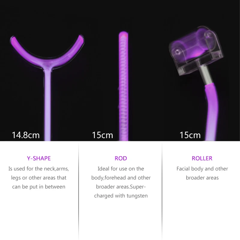 Darsonval 7 in 1 High Frequency Electrode Wand w/Neon Electrotherapy Glass Tube Acne Spot Remover Home Spa Beauty Device Facial Therapy Wand - Image 4