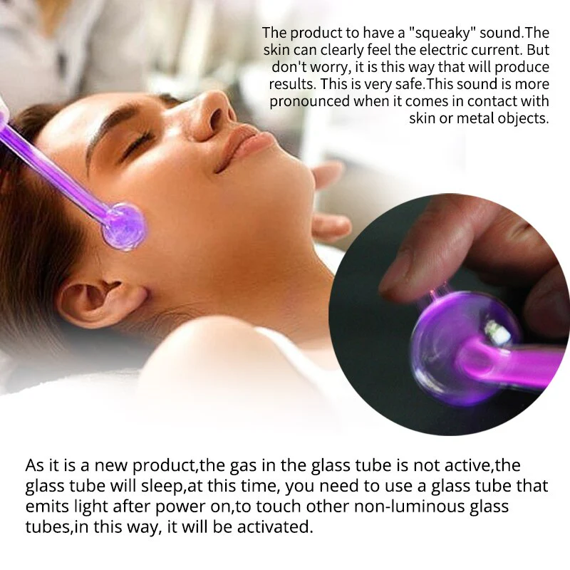 Darsonval 7 in 1 High Frequency Electrode Wand w/Neon Electrotherapy Glass Tube Acne Spot Remover Home Spa Beauty Device Facial Therapy Wand - Image 5